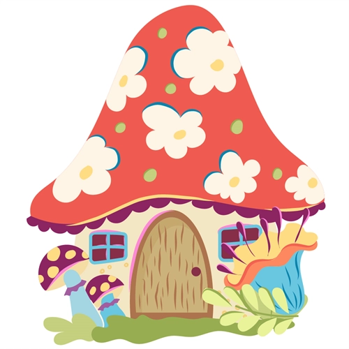 Fairyland Theme Mushroom House Transparent Sticker
